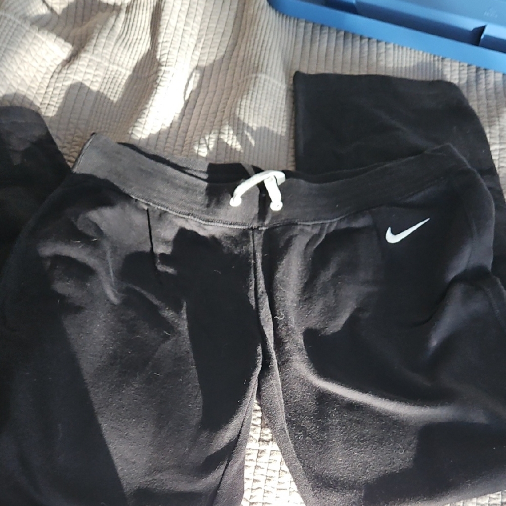 Nike Kids Black Sweatpants with White Swoosh
